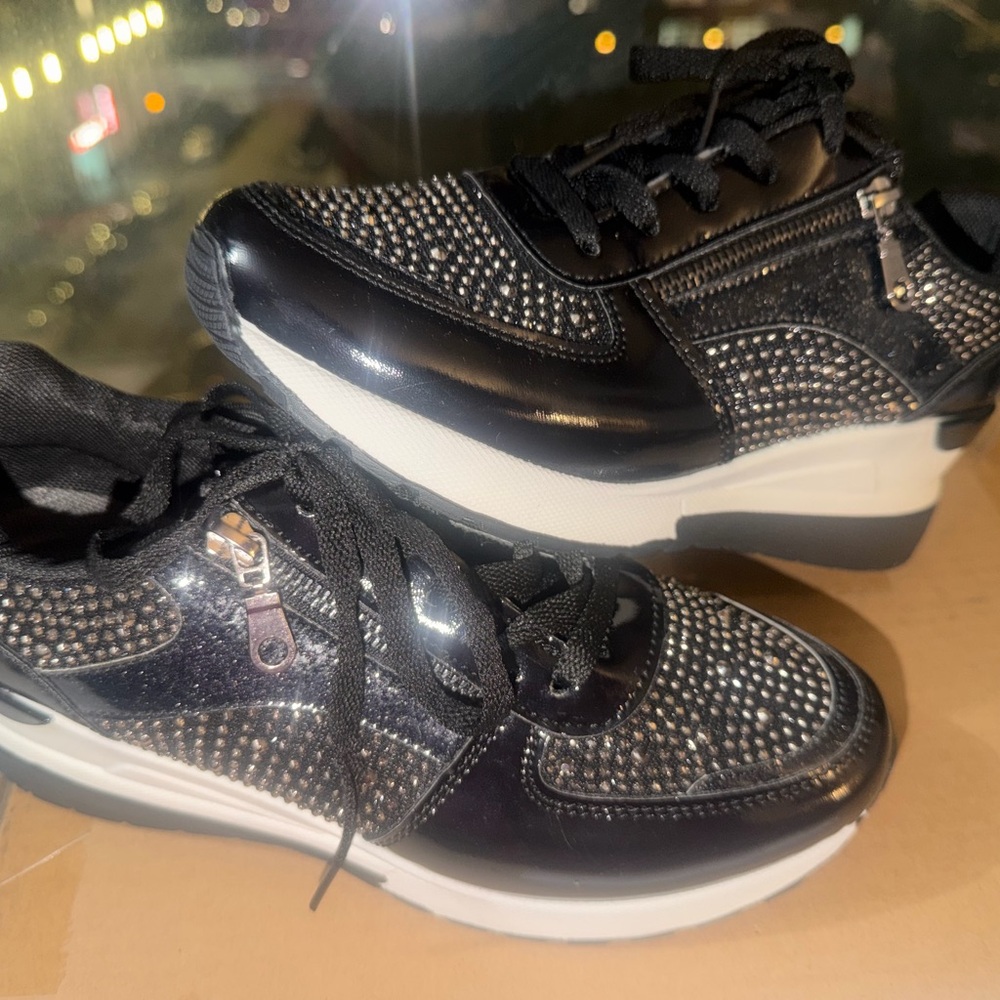 Black and Silver Studded Sneakers